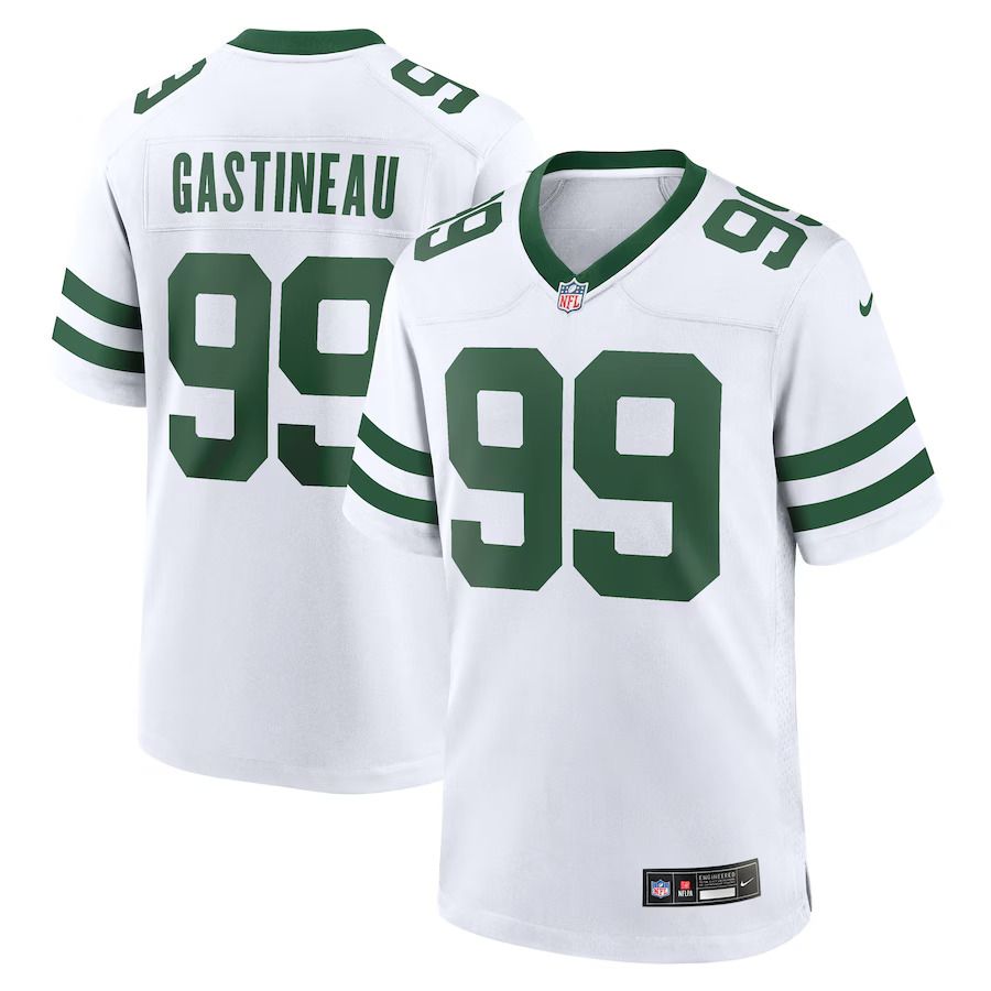 Men New York Jets 99 Mark Gastineau Nike White Legacy Retired Player Game NFL Jersey